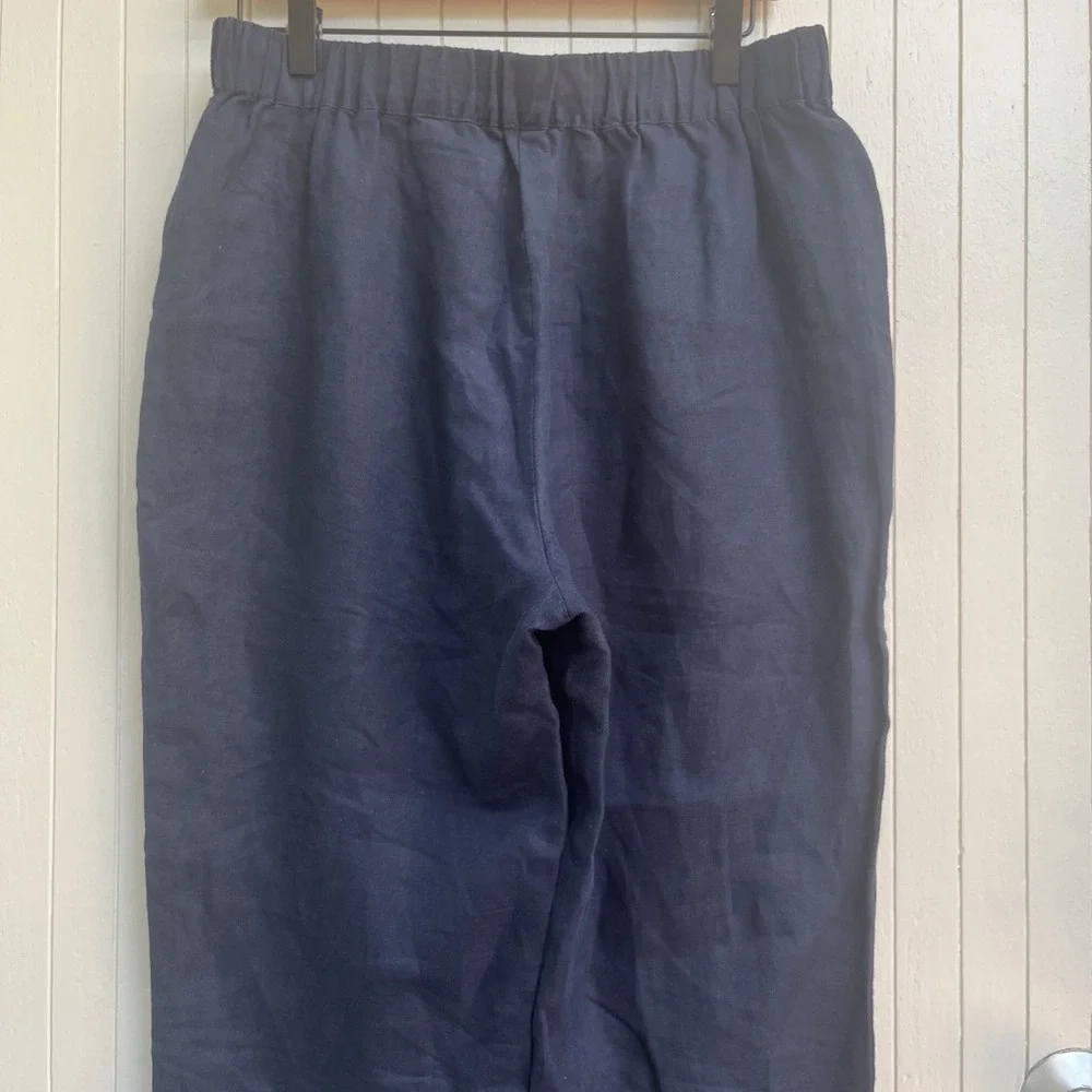 Quince Casual High Waist Blue 100% Linen Size Medium Women's Pants